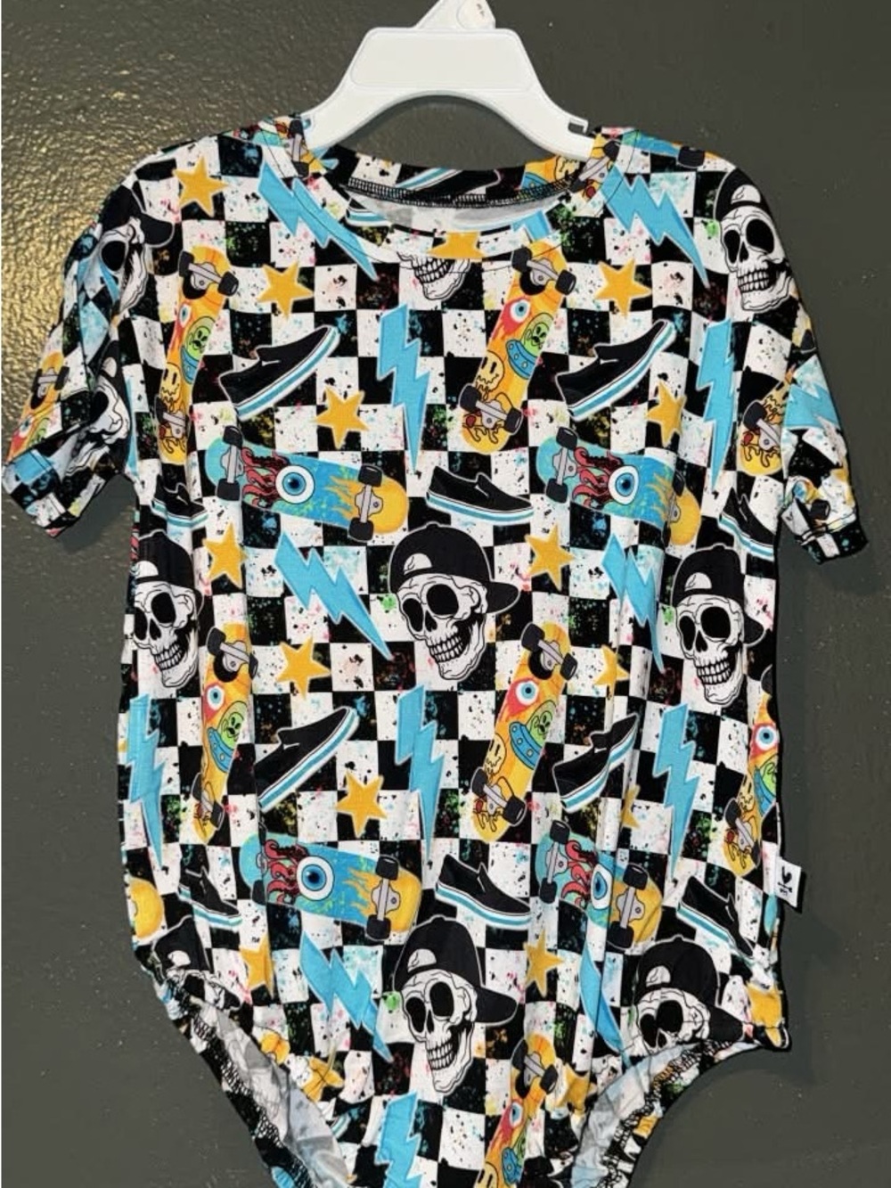 BAMBOO Black White Yellow & Blue Skateboard Graphic Bodysuit